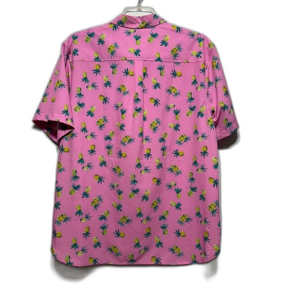 Chubbies Top Button Up Collar Short Sleeve Shirt Pink Pineapple Print Men sz XL - Picture 9 of 9